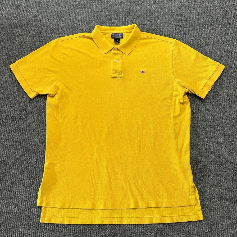 Ralph Lauren Polo Jeans Co.‎ Mens Large Yellow 100% Cotton Short Sleeve
